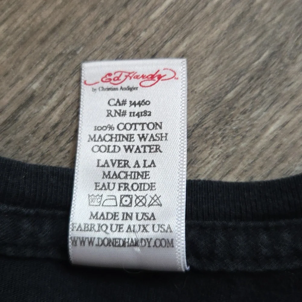 Vintage Ed Hardy Black Shirt with Graphic Design by Christian Audigier - Picture 4 of 7